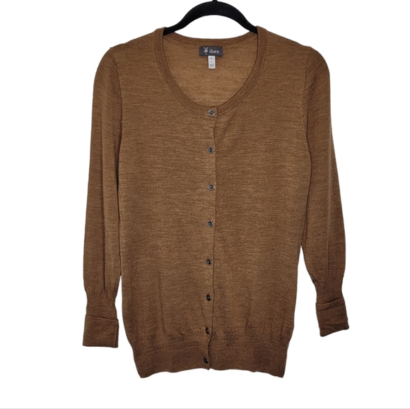 ibex Sweaters - Ibex Lighweight Merino Cardigan Sweater M Camel Brown